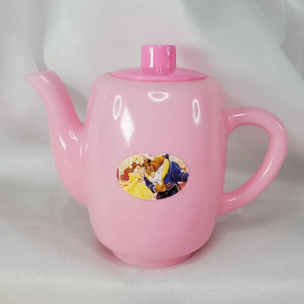 Disney Princess Belle & Beast Childs Play Tea Set Cups Saucers Teapot Spoons - Picture 4 of 12